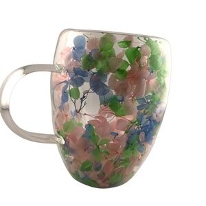 Dry Flowers Double Layer Glass Heat Resistant Water/Tea Cup